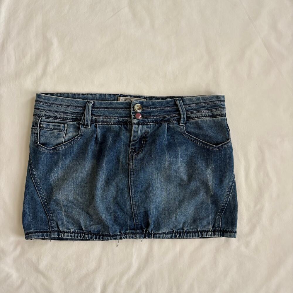 Y2K Bershka Denim Bubble Mini Skirt